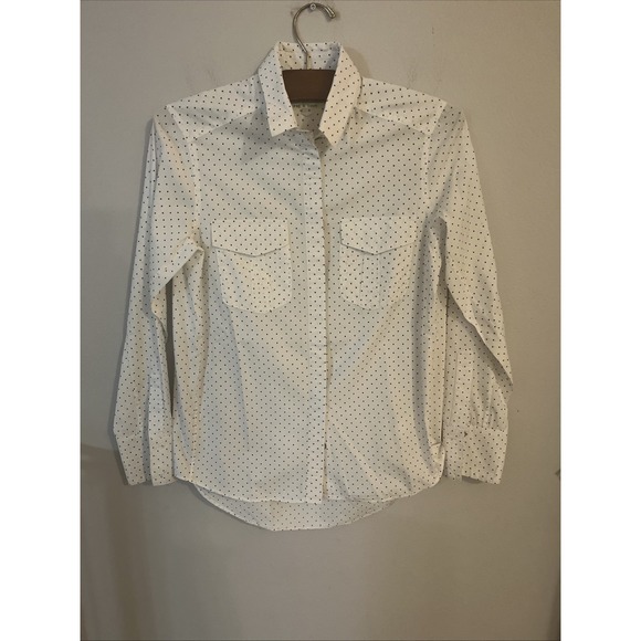 RAG & BONE WOMENS WHITE BUTTON DOWN WITH BLUE STAR PATTERN 100% Cotton SIZE Sm - Picture 1 of 7